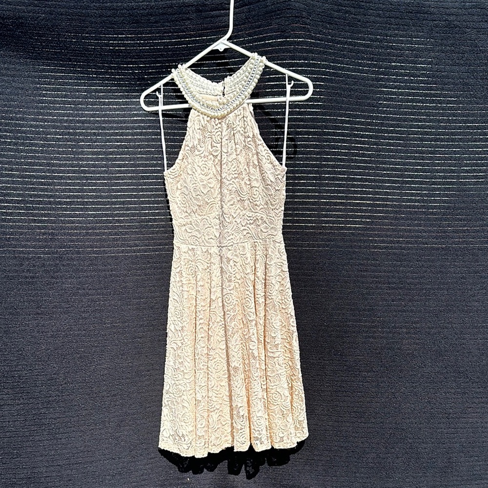 Elegant Vintage MADE IN USA Cream Lace Formal Dress by Rory USA size Small